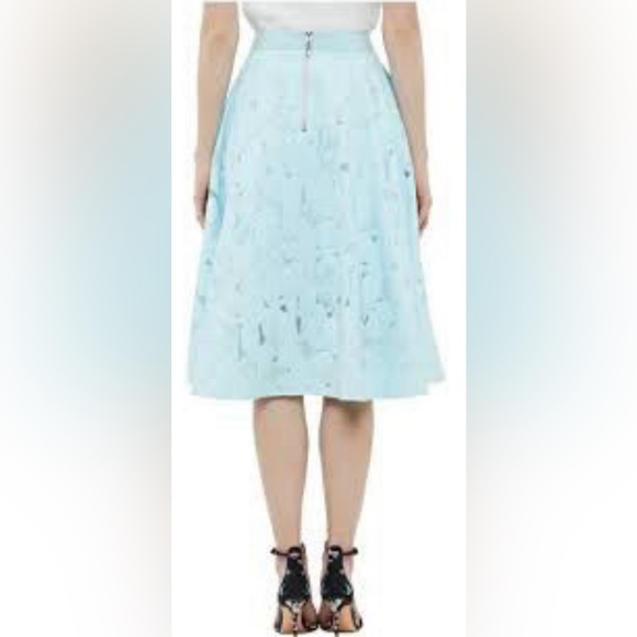Ted Baker London Sky Blue Quinia Full Pleated Skirt Embroidered Lace & Burnout - Picture 9 of 12